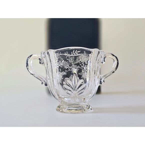 Vintage Creamer & Open Sugar Bowl in Fostoria Chintz Pattern, Pristine Condition - Picture 3 of 10